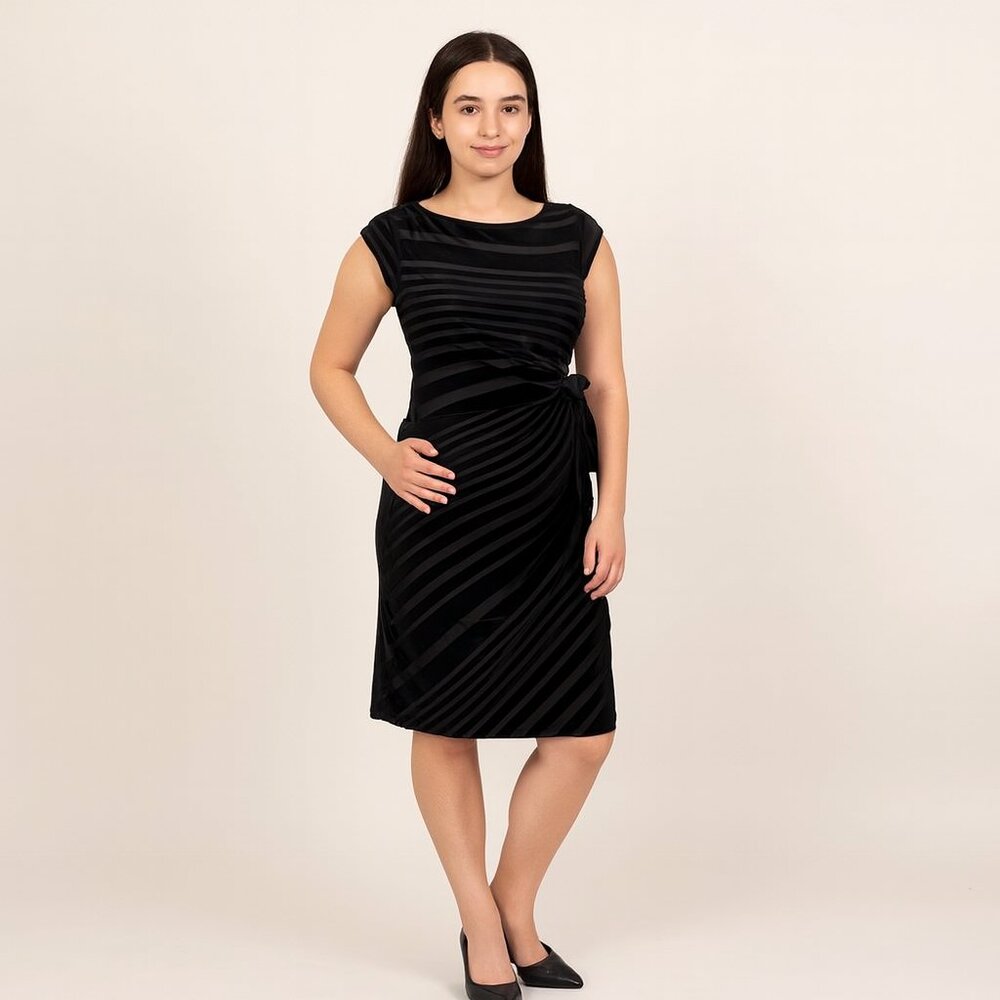 Taylor For A Pea in the Pod Striped Black Velvet Maternity Dress Size S Dressy